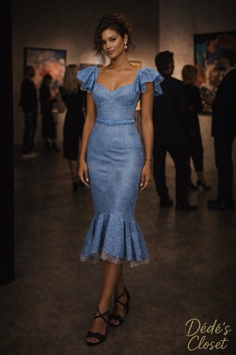Nadine merabi blue lace midi - nadine,
